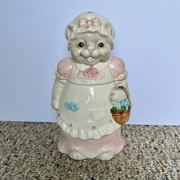 Kitty Cats with Polka Dot Bonnets 5pc Ceramic Kitchen Counter Utility Set - Picture 2 of 16